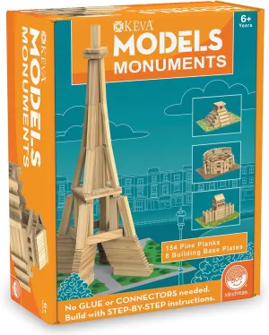 MindWare KEVA Models Monuments - 154 Wooden Building Planks & Step-by-Step Instructions to Build Iconic World Landmarks