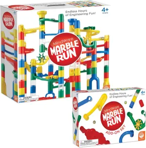 MindWare Marble Run and Add-on Set - 120  Piece Building Set for Kids Plus Over 20 Marbles