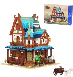 Mini Bricks 1767PCS Fairy Tale Medieval Vintage Post Station Building Blocks,Creative Ideals Village House Architecture Building,Best Halloween for 14  Boys, Girls or Kids Adults