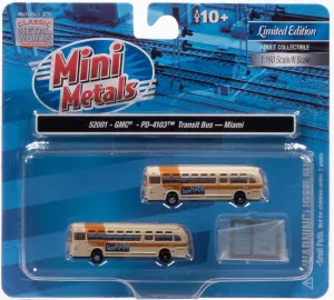 Mini Metals, 1:160 Scale - GMC Transit Bus (Miami) 2 Pack