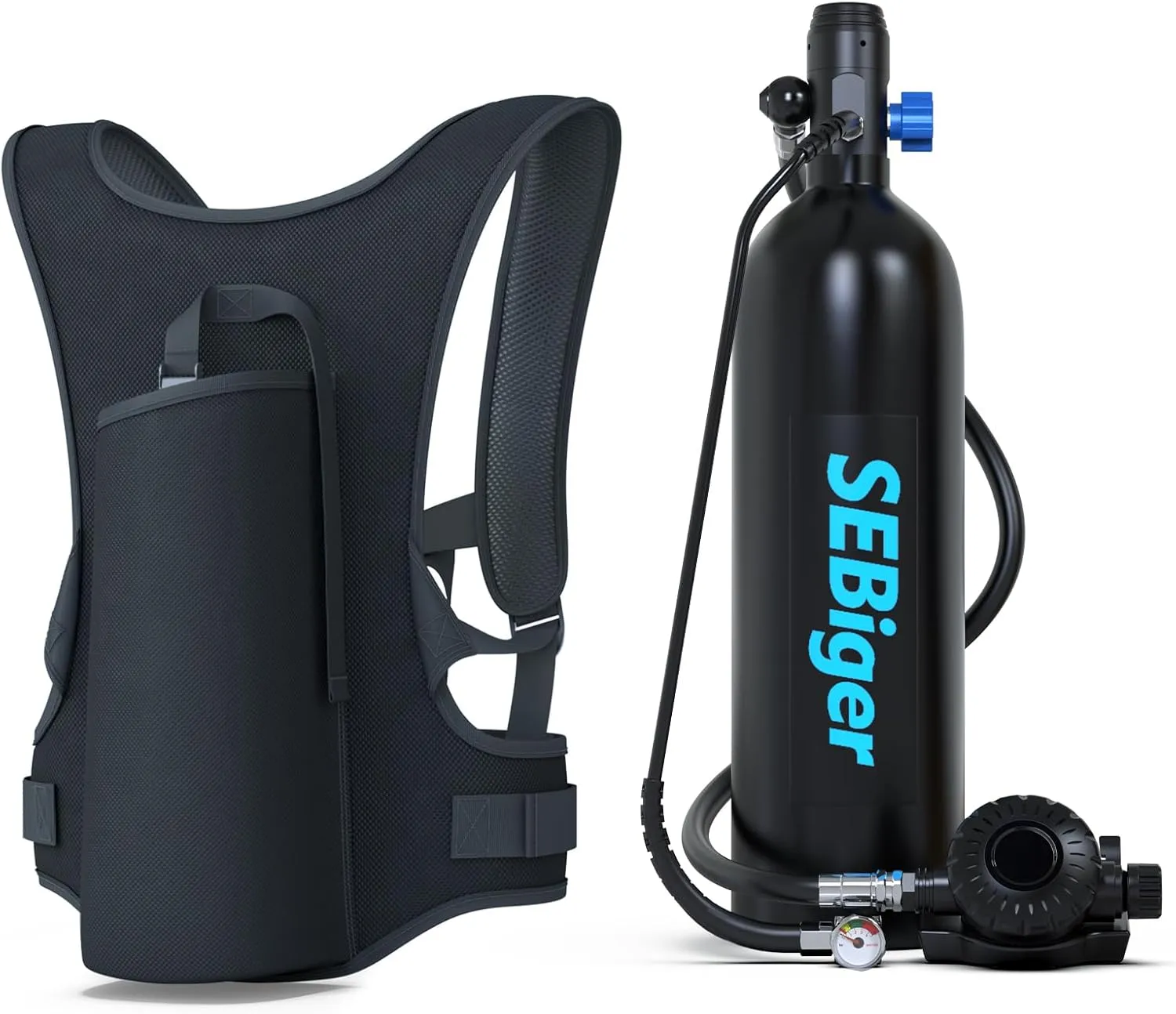 Mini Scuba Tank 1.9L Support Up to 30 Minutes Underwater Breathing Reusable Diving Tank Kit with DOT Certified Pony Bottle for Underwater Exploration/Entertainment S700plus