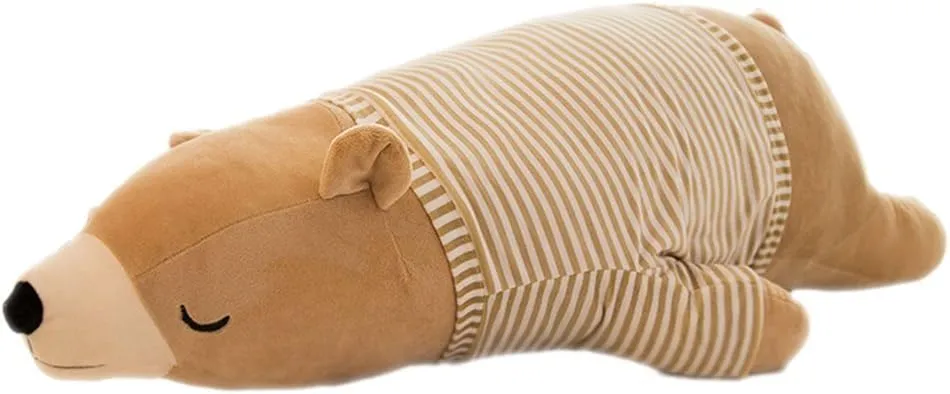 MMTTAO Polar Bear Plush Toy, 14" Brown Sleeping Stuffed Animal, Soft Huggable Doll for Kids & Adults