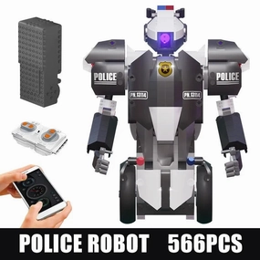 MOC STEM RC Police Balance Robot APP Bricks Toy