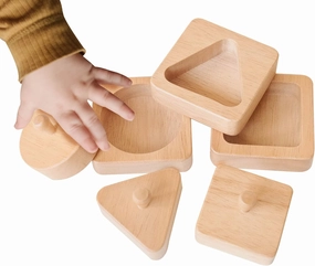 Montessori Shape Puzzle - Baby Puzzles for 1 Year Olds - Baby's First Puzzle - Knob Wooden Puzzles for Infant and Toddler - Geometric Shapes - 12 Months Babies First Shapes