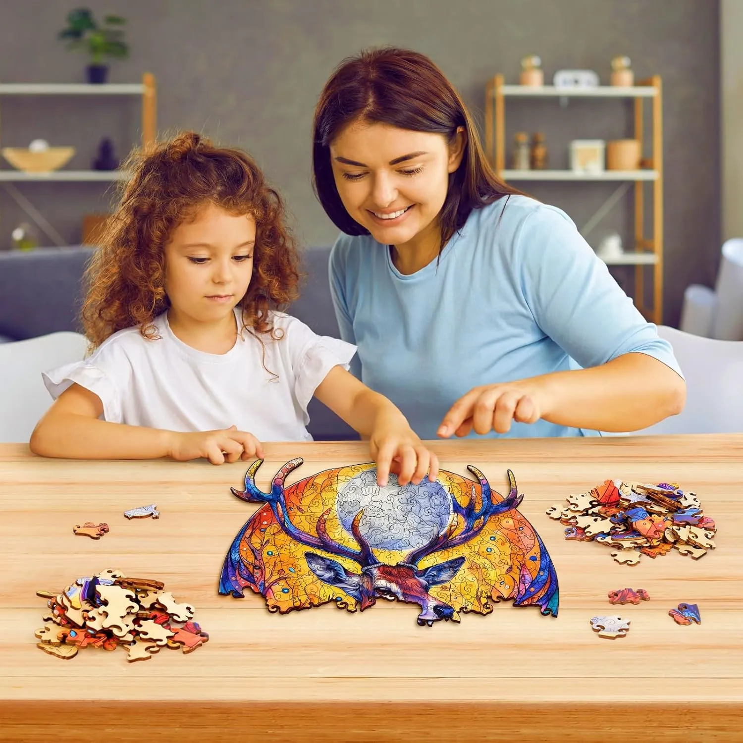 Moonlit Deer Wooden Puzzles for Adults – 229 Pcs, 13.3" x 13.6", Unique Shapes, Gift Packaging, Natural Materials, Puzzles up Wooden Jigsaw Puzzles for Adults, Gift Ideas, Family Games