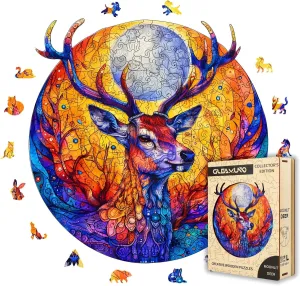Moonlit Deer Wooden Puzzles for Adults – 229 Pcs, 13.3" x 13.6", Unique Shapes, Gift Packaging, Natural Materials, Puzzles up Wooden Jigsaw Puzzles for Adults, Gift Ideas, Family Games