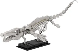 Mosasaur Skeleton Dinosaur Fossils with Posable Fins and Tail MOC Build for Age 18 