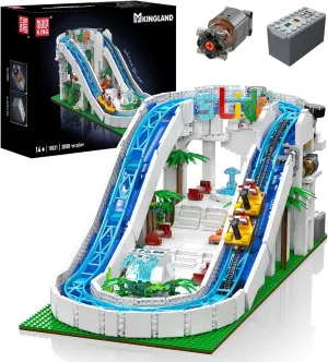 Mould King 11021 Fantasy Amusement Park Water Slide Ride Building Kit, 2088  Pieces Motorized & Remote Controlled Fairground Set, STEM Gift for Teens and Adults