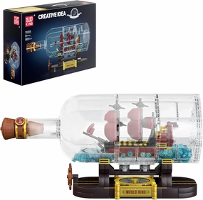 Mould King Ship in a Bottle Kit, Pirate Ship Building Set, Drift Bottle Toys Blocks with Stand Revenge Pirate Boat Model, Collection for Adults Kids Aged 8 , 885 Pieces