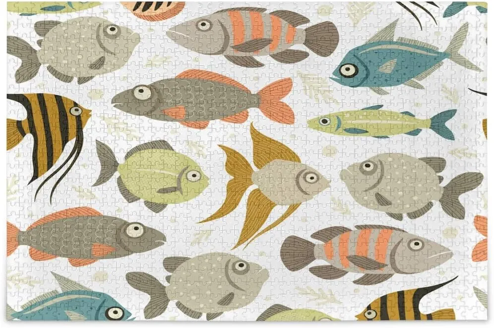 MOYYO Jigsaw Puzzle 500 Piece for Adults Kids, Decorative Fish Puzzle Wooden Jigsaw Puzzle Family Game Intellective Toys Wall Art Work for Educational Gift Home Decor
