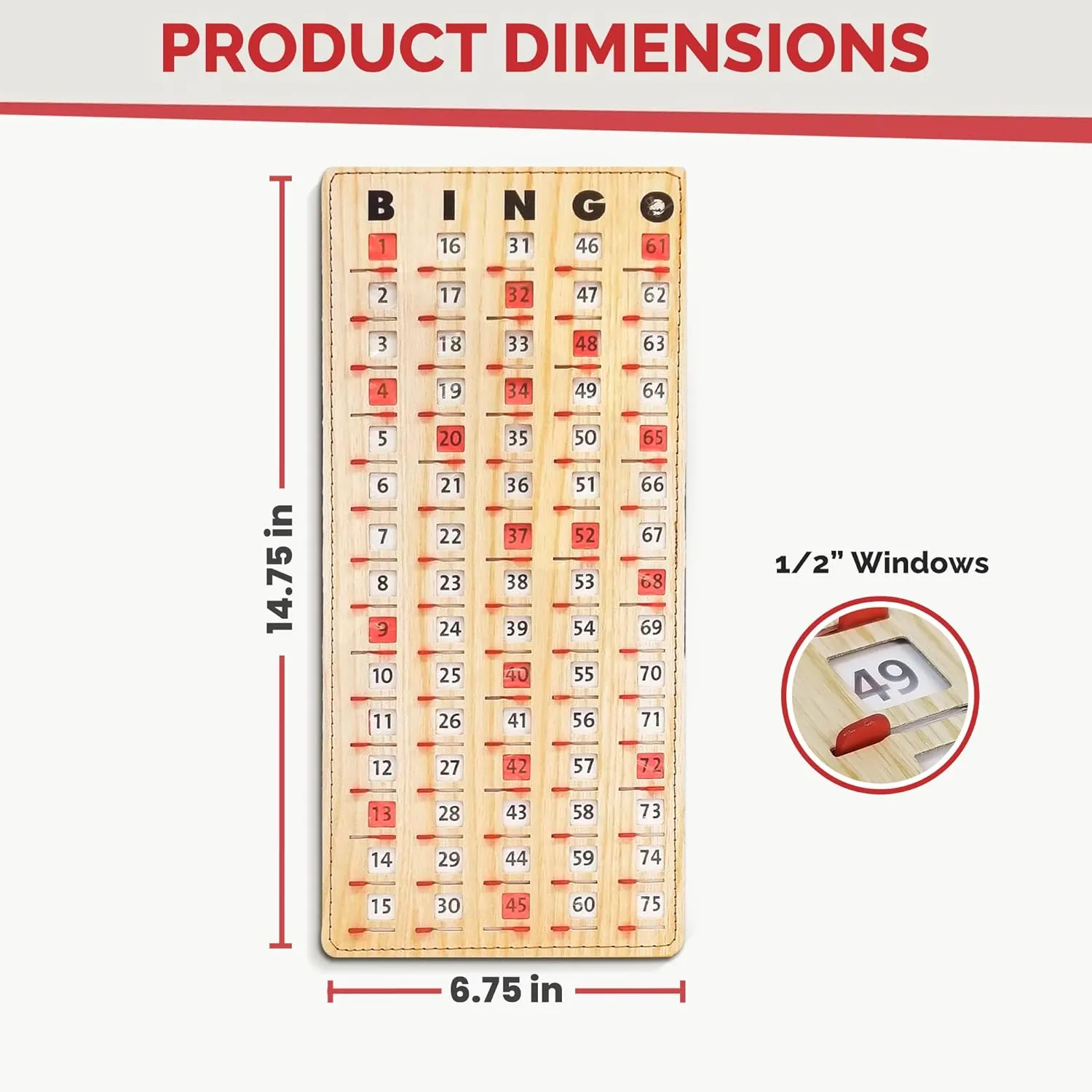 MR CHIPS Jam-Proof Finger Tip Master Bingo Card with Sliding Windows Large Cardboard Calling Cards Tan Style