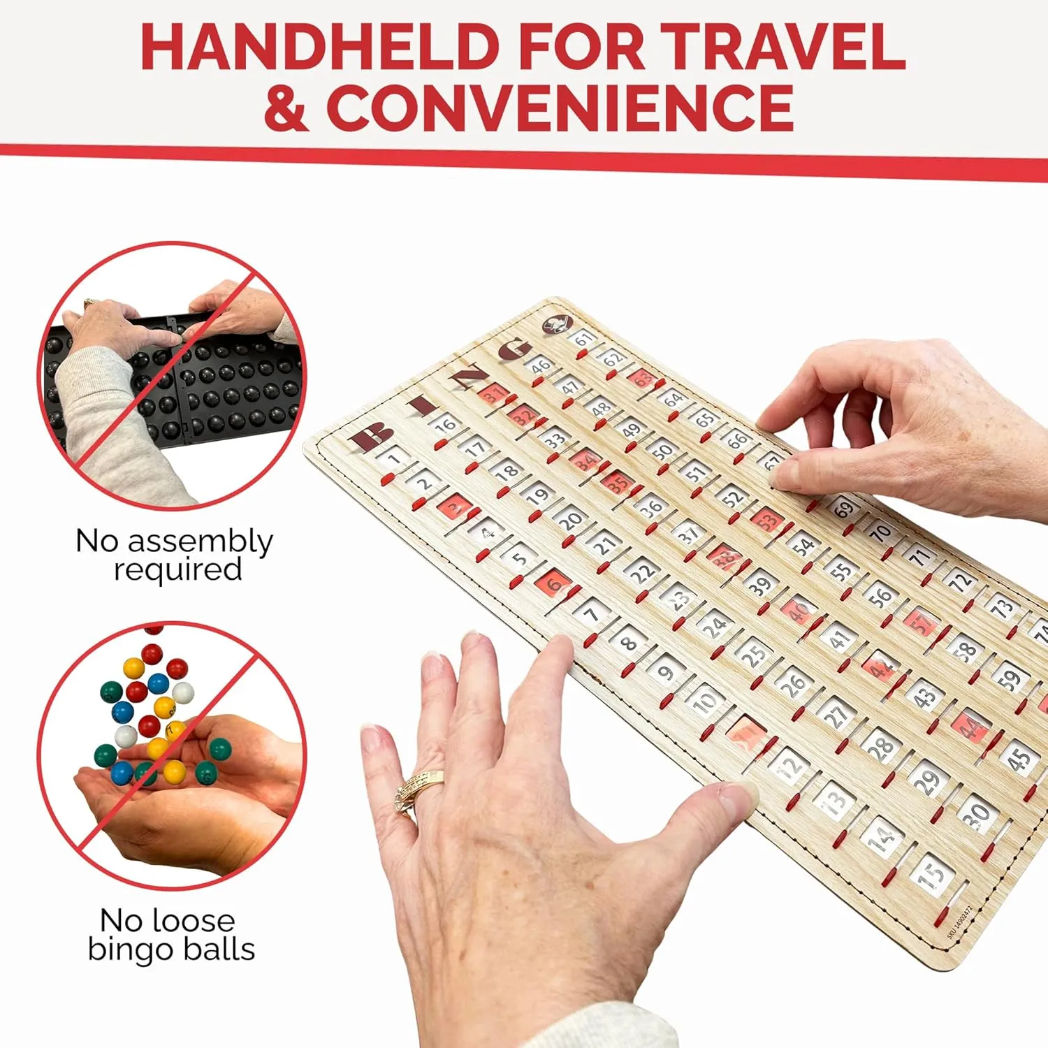 MR CHIPS Jam-Proof Finger Tip Master Bingo Card with Sliding Windows Large Cardboard Calling Cards Tan Style
