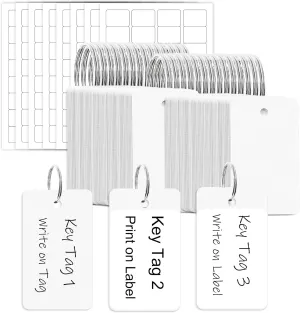Mr-Label White Thick Plastic Key Tag with Printable Label & Key Ring - Two Sides Writable | Waterproof | Tear-Resistant | Durable - Great for Car Dealership, Rental & Repair Business (White, 200 Tags)