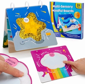Multi-Sensory Mindful Maze Boards, Textured Sensory Calming Toys for Kid, Finger Path Breathing Board, Calming Corner Items Social Emotional Learning, Mindful Sensory Cardboard Box for Kid 3 