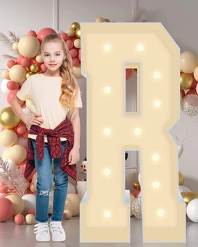 Multifunctional 4FT Marquee Numbers, corrugated plastic board, Quick Assembly in 5 Minutes Without Tools, for party decoration, disassembled into blank yard signs, Poster Board (Letters R)