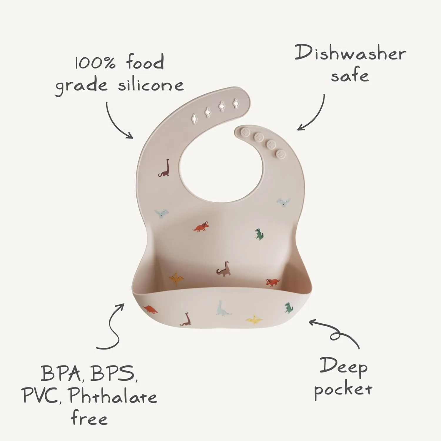 mushie Silicone Baby Bib | Adjustable Fit Waterproof Bibs (Clay)