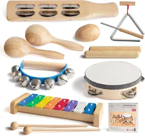 MUSICUBE Musical Instrument Set for Toddler Baby Kid Wooden Percussion Instrument Musical Toys Xylophone Maracas Egg Shaker Tambourine Triangle Instrument for Boys Girls Aged 3  Choice