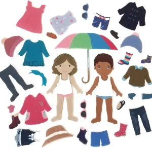 My Felt Story Dress Me Up 56 Pcs - Weather | Felt 8” Doll Figures for Kids | Multicultural Skin Tone Diversity | Fun Classroom Learning Activities