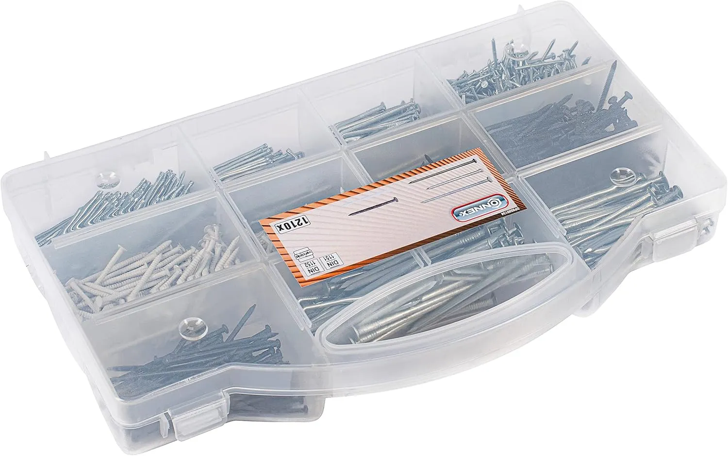 Nail Assortment 1210 Pieces - Nails & Steel Pins in Set - Pre-Sorted in Practical Plastic Box - Suitable for Home, Hobby & Workshop