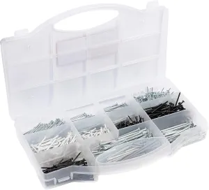 Nail Assortment 1210 Pieces - Nails & Steel Pins in Set - Pre-Sorted in Practical Plastic Box - Suitable for Home, Hobby & Workshop