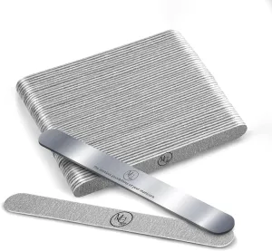 Nail File 180 Grit Professional Russian Manicure Reusable Peel and Stick Nail Files, Replaceable Emery Boards, Steel Base, Manicure Tools for Salon, 50 pcs   1 Metal Board Set