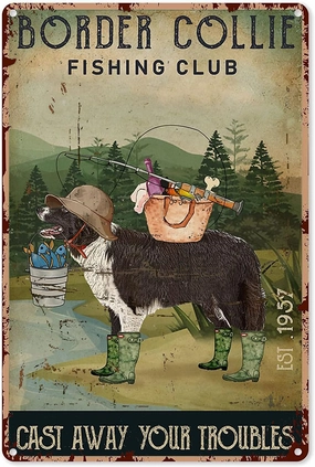 New 500 Pieces Jigsaw Puzzle Fishing Dad Fishing Cast Away Your Troublborder Collie Ations Mural Props Toys School Supplies Wooden Puzzle Family Decorations Unique Birthday Present 20.5x15in