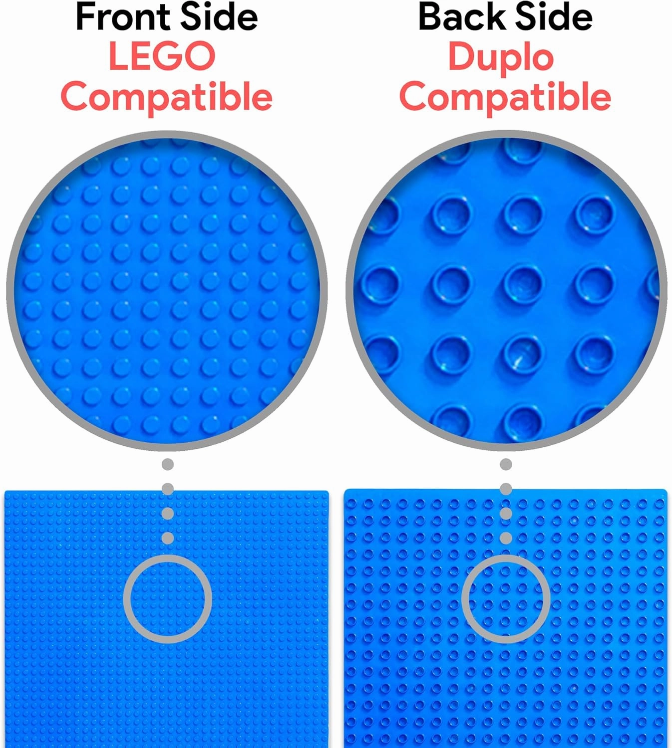NILO Classic Blue Baseplate, 1-Pack 12"x32" Double-Sided, Large Building Plates for Building Bricks 100% Compatible with All Major Brands