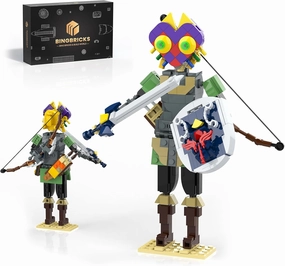 Nubee BOTW Link Building Set, Majora's Mask Link Action Figures Holding Master Sword and Hylian Shield, TOTK Adventure Game Collection Birthday Gift for Boys Girls Game Fans (407Pcs)