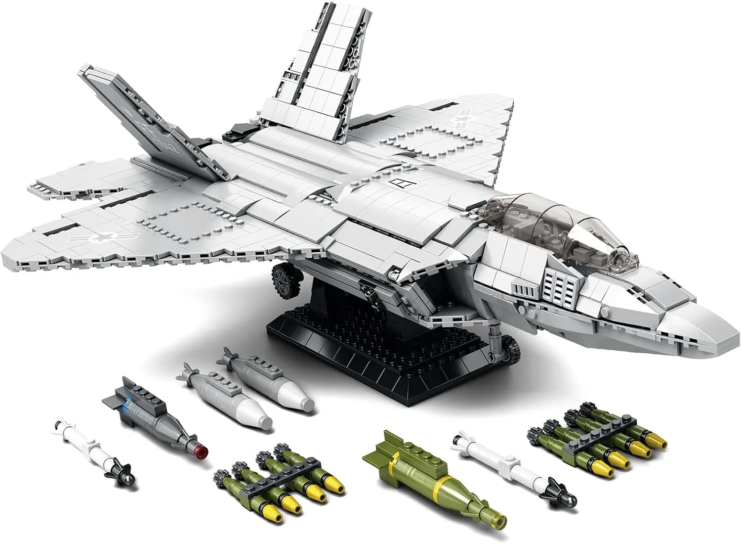 NUTCRACKER Fighter Jet Building Block Set - F-22 Raptor Military Airplane Jet Collection or Home Display Model, Military Army Fighter Jet Building Toy Gift for Adult Teens Boys 14  (1837Picece)