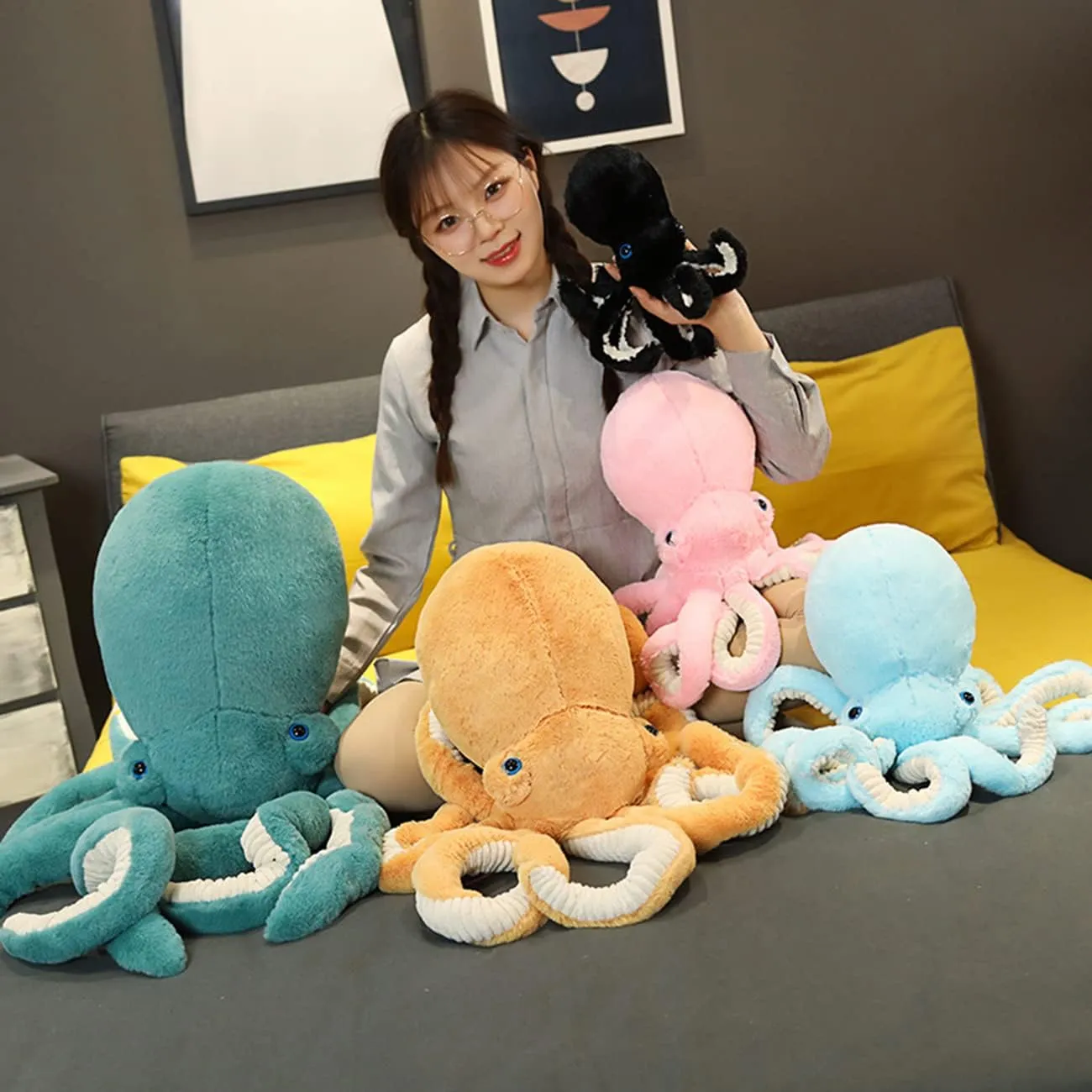 Octopus Stuffed Animals Octopus Plush Doll Toys Octopus Stuffed Toys Gift for Kids and Lovers(25.6-inch Pink)