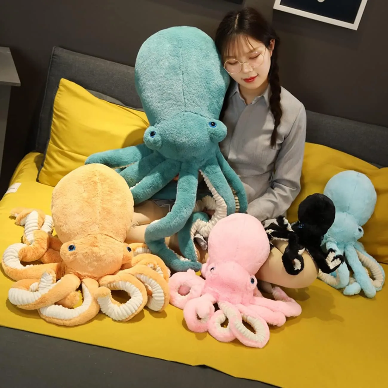 Octopus Stuffed Animals Octopus Plush Doll Toys Octopus Stuffed Toys Gift for Kids and Lovers(25.6-inch Pink)