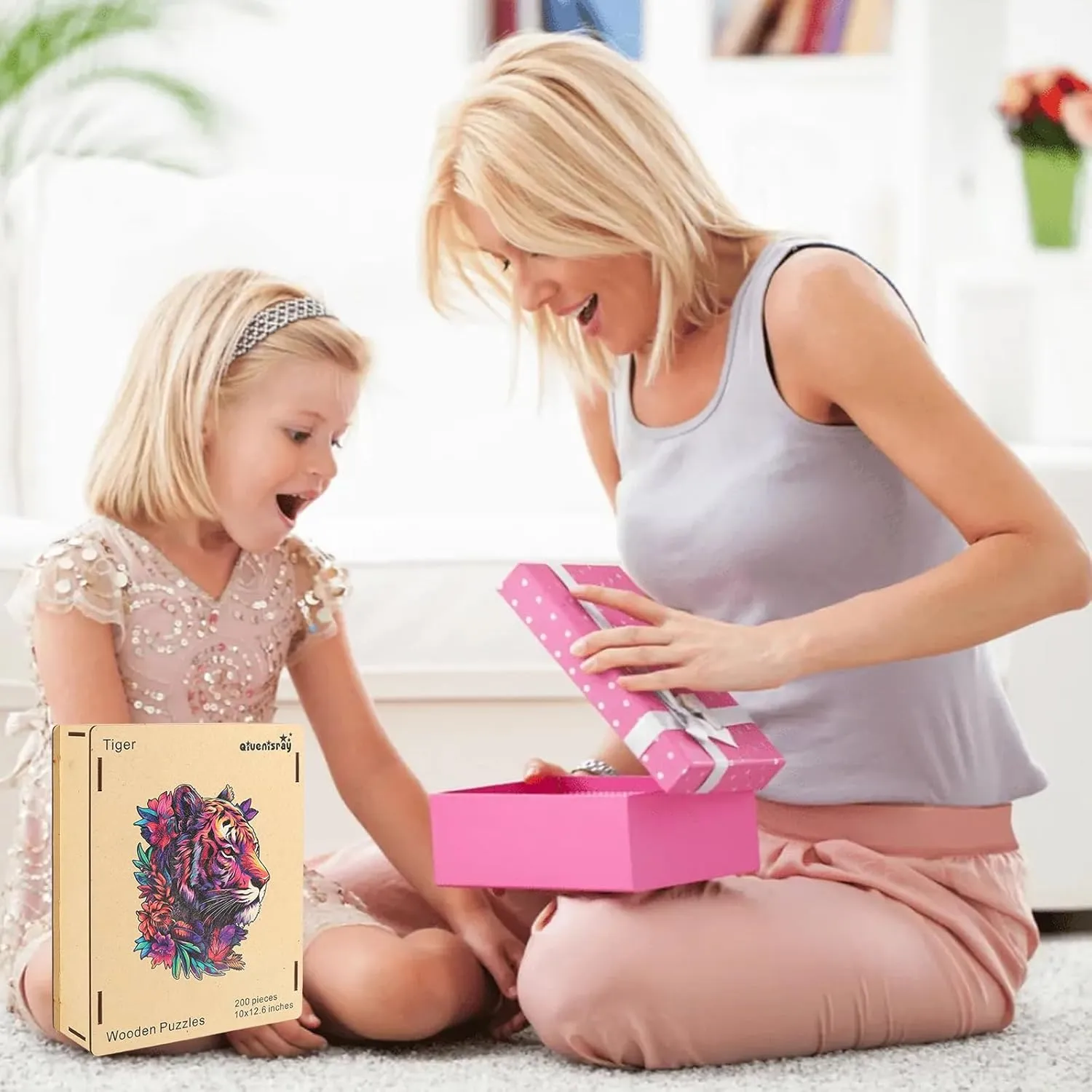 Original Wooden Jigsaw Puzzles-Tiger,200pcs,10x12.6in,Medium,Wooden Puzzles for Adults,Unique Shape Animal Adult Puzzles,Irregular Wood Puzzles Best Gift for Adults and Kids Family Game