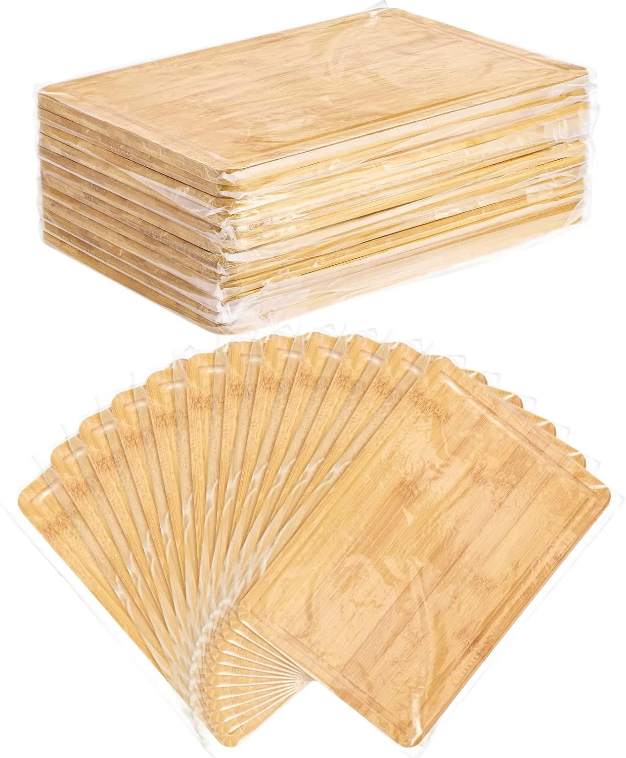 Patelai 12 Pack Bulk Plain Cutting Board Set Kitchen Chopping Boards Rectangular Blank Cutting Board Wood Crafts Serving Board for Christmas Wedding DIY Engraving Gifts(Bamboo,12 x 8 Inch)