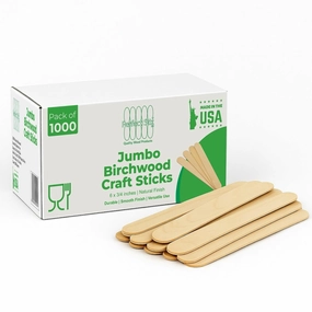 Perfect Stix Jumbo Birchwood Craft Sticks, 6 x 3/4 inches, Natural, 500 Count, Made in USA
