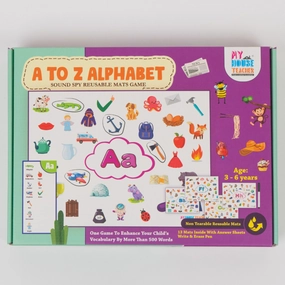 Phonics Alphabet Learning with 26 Reusable I-spy Mats, Duster & Pen (1-4 Years)