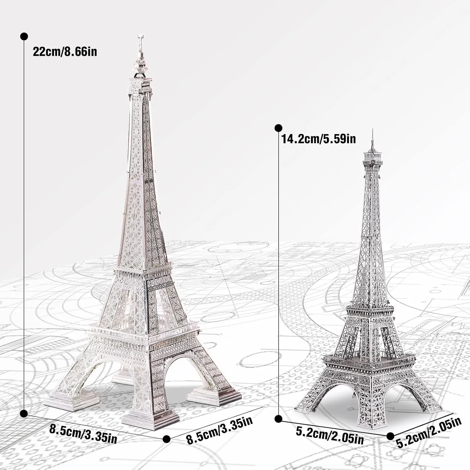 Piececool 3D Metal Model Puzzles for Adults, Upgraded Eiffel Tower Architecture 3D Metal Models Building Kits, Creative Home Decor DIY Crafts for Famliy Time