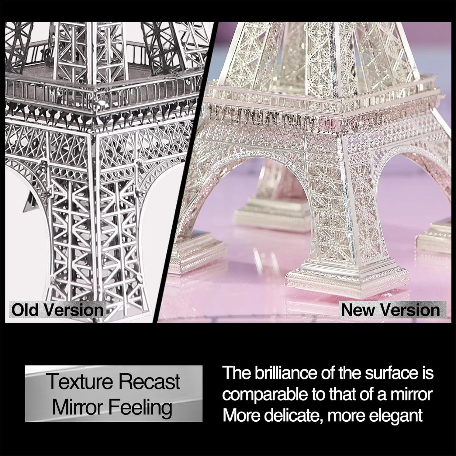 Piececool 3D Metal Model Puzzles for Adults, Upgraded Eiffel Tower Architecture 3D Metal Models Building Kits, Creative Home Decor DIY Crafts for Famliy Time