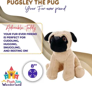 Plush Toys Wanderland Pugsley The 8 inch Pug Stuffed Animal Soft Dog Toy Kawaii Cute Puppy Plushie for Kids Toddlers Girls Boys Birthday Cuddly Pet Doll Realistic Wrinkled Face Pug