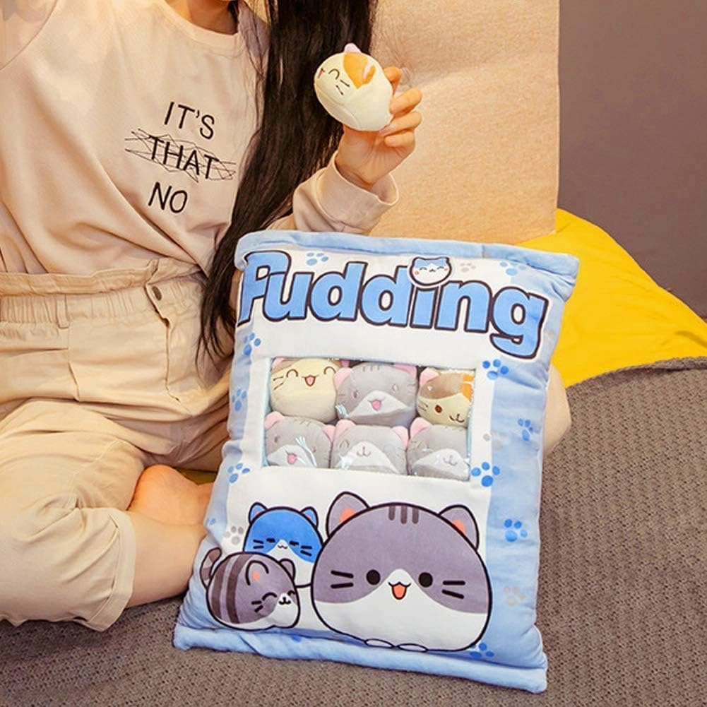 Plush Pillow Throw Pillow,Removable Fluffy Animal Dolls,Soft Animals Doll Toy,Gifts Plush Cotton Stuffed Animals Pillow for Girls Kids,Sofa Chair Decorative Pillow,8 Cute Cat,Yellow Cat Pudding