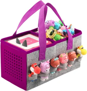 Portable Carrying Case Compatible with Toniebox Starter Set and Tonies Figurines,Travel Felt Cloth Musical Toy Folding Bag for Toniebox Accessories (Deep Purple)