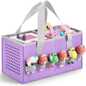 Portable Carrying Case Compatible with Toniebox Starter Set and Tonies Figurines,Travel Felt Cloth Musical Toy Folding Bag for Toniebox Accessories (Light Purple)