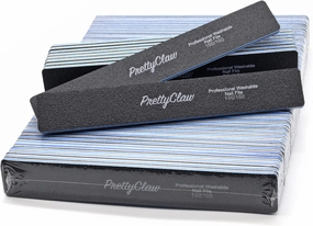 PrettyClaw | 50pc Professional Nail File 100/100 Grit Black Rectangle Acrylic Nail Files Plastic Center Double Sided Emery Board for Nails Washable 7 inch Nail File