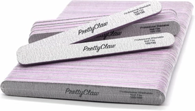 PrettyClaw | 50pc Professional Nail File 100/180 Grit Zebra Acrylic Nail Files Plastic Center Double Sided Zebra Emery Board for Nails Washable 7 inch Nail File