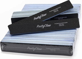 PrettyClaw | 50pc Professional Nail File 180/240 Grit Black Rectangle Acrylic Nail Files Plastic Center Double Sided Emery Board for Nails Washable 7 inch Nail File