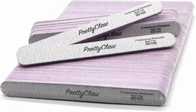PrettyClaw | 50pc Professional Nail File 80/100 Grit Zebra Acrylic Nail Files Plastic Center Double Sided Zebra Emery Board for Nails Washable 7 inch Nail File