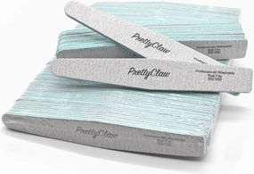 PrettyClaw | 50pc Professional Nail File 80/100 Grit Zebra Diamond Acrylic Nail Files Plastic Center Double Sided Zebra Emery Board for Nails Washable 7 inch Nail File
