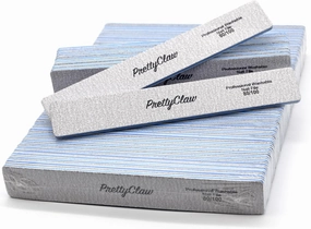 PrettyClaw | 50pc Professional Nail File 80/100 Grit Zebra Rectangle Acrylic Nail Files Plastic Center Double Sided Zebra Emery Board for Nails Washable 7 inch Nail File