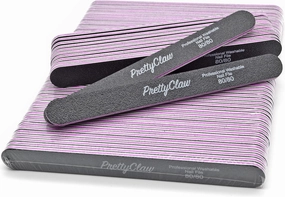 PrettyClaw | 50pc Professional Nail File 80/80 Grit Black Straight Acrylic Nail Files Plastic Center Double Sided Emery Board for Nails Washable 7 inch Nail File