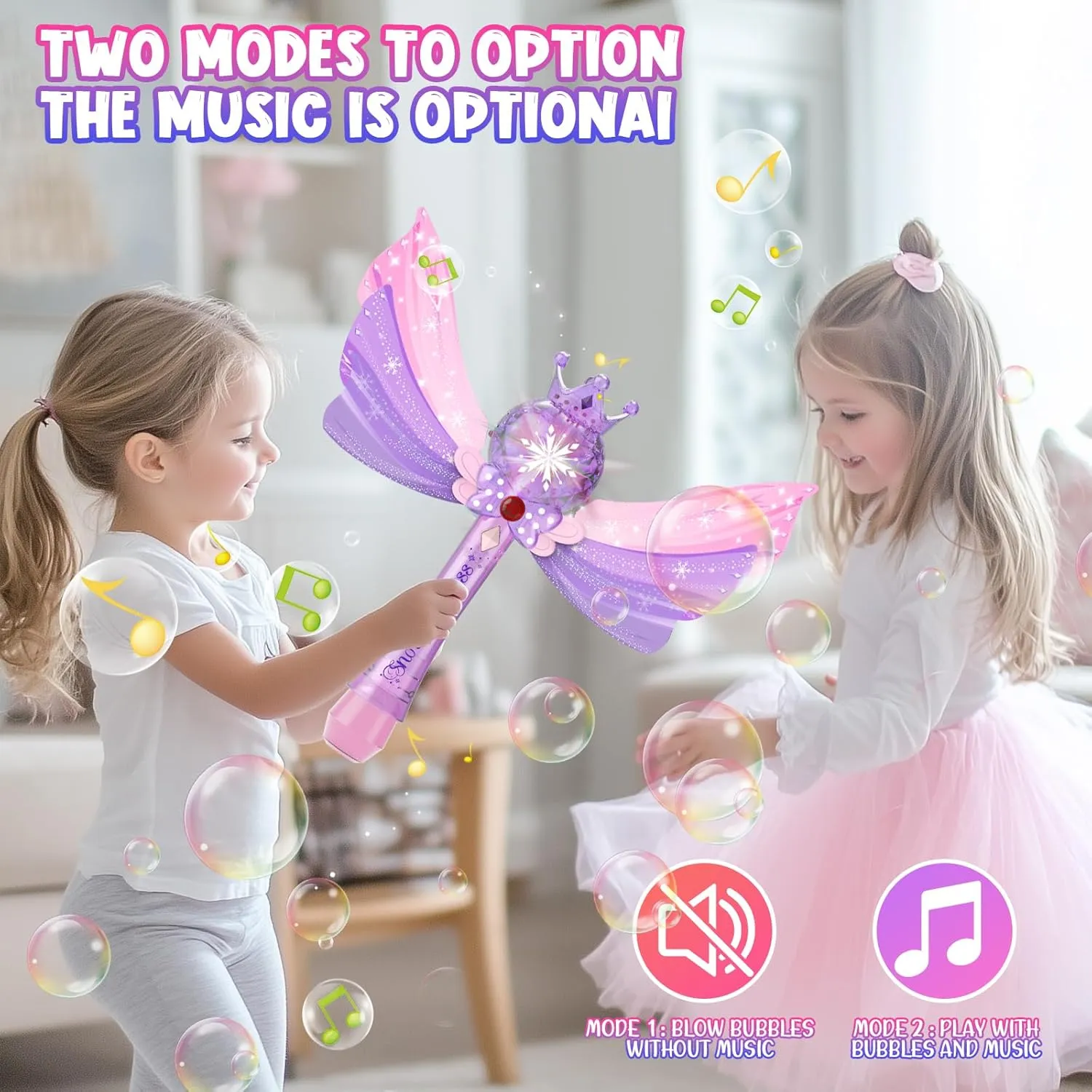 Princess Magic Bubble Wand,Rechargeable Bubble Blower for Kids,Music & Light Up Bubble Machine & Bubble Maker,Outdoor Easter Party Birthday Bubble Toy for Toddlers,Gift for Girls 3 4 5 6 7 8 Year Old