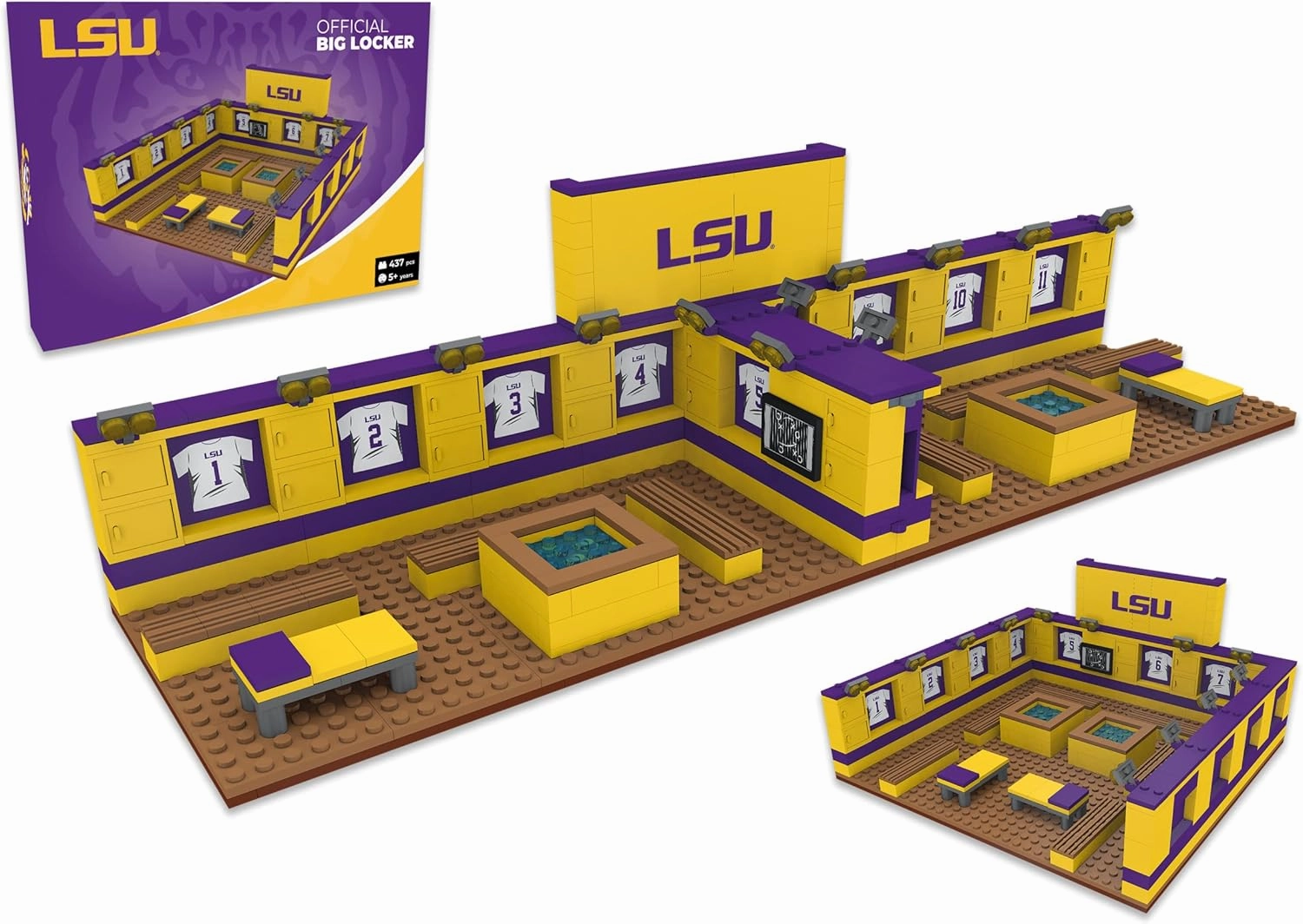 Pro-Lion LSU Tigers Big Locker Room Building Kits - 437 Pieces & Printed Decal Graphics | 3D Bricks Puzzle | Fighting Tigers Football Gifts for Boys, Men & Kids Aged 5  | Games for Creative Fans